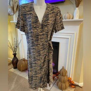 Adrianna Papell 100% Silk Zebra Print Midi Dress, size 12